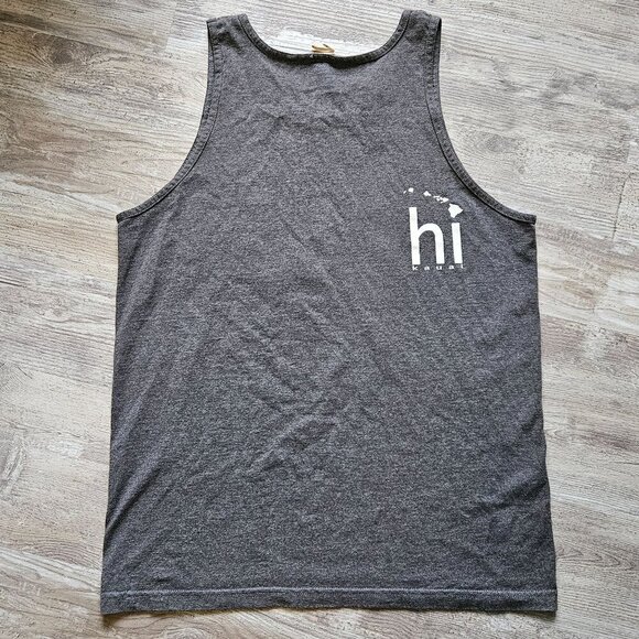 Hawaii Islands "Hi Kauai" Graphic Tank Top Large Gray Beach Vintage Muscle - Picture 9 of 14
